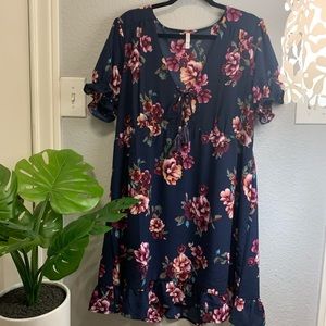 Xhilaration Navy Floral Babydoll dress